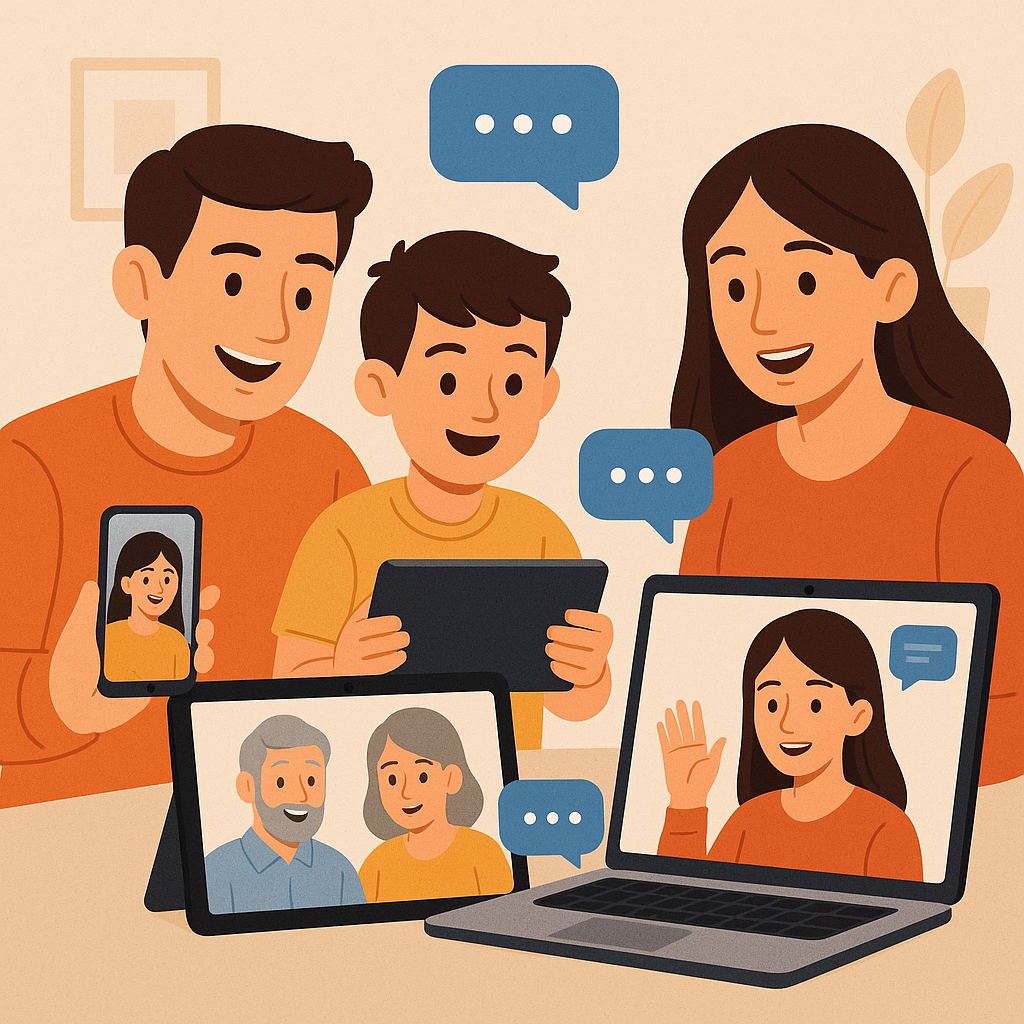 Uma família conectada através de múltiplos disposi